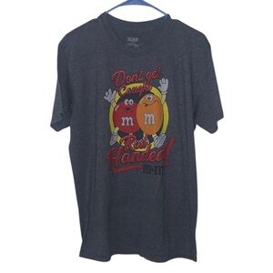 M&M "Don't get caught red handed" tee shirt Short Sleeve Gray